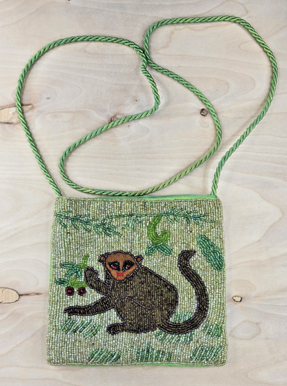 Beaded Monkey Clutch Bag Purse Boho Handbag from India Vintage
